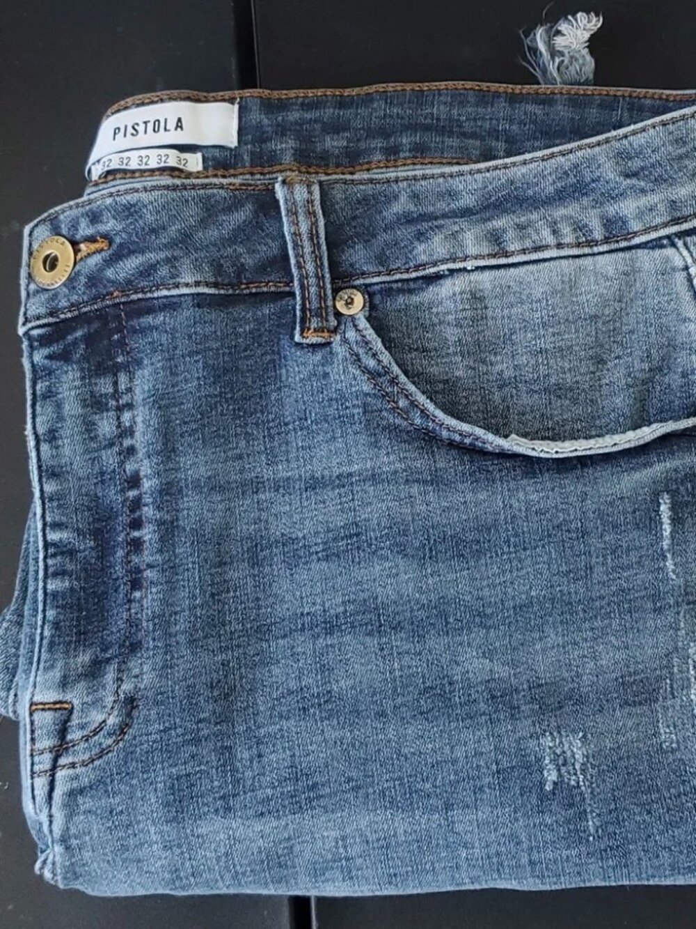 Pistola Raw Hem Distressed Jeans